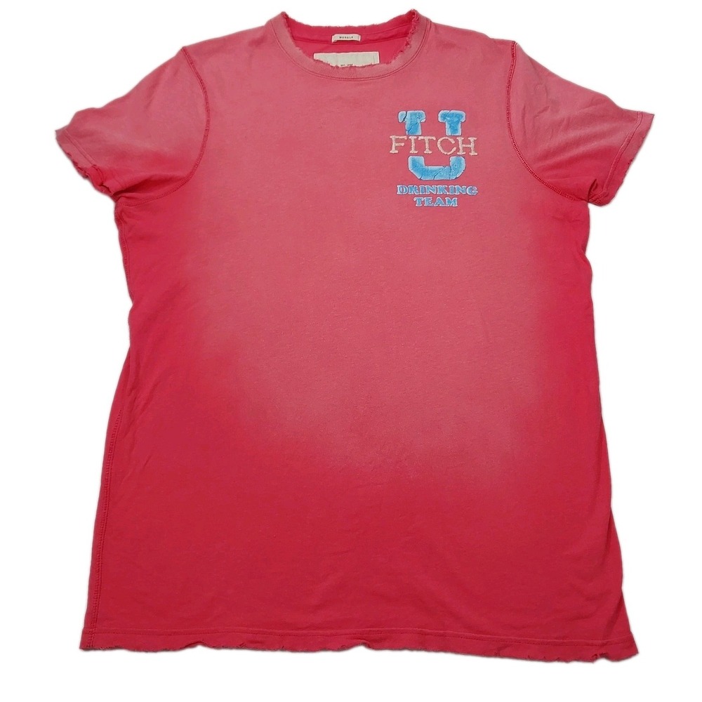 Y2K Abercrombie & Fitch Vintage Men's XXL Pink Humor Graphic Muscle T-Shirt